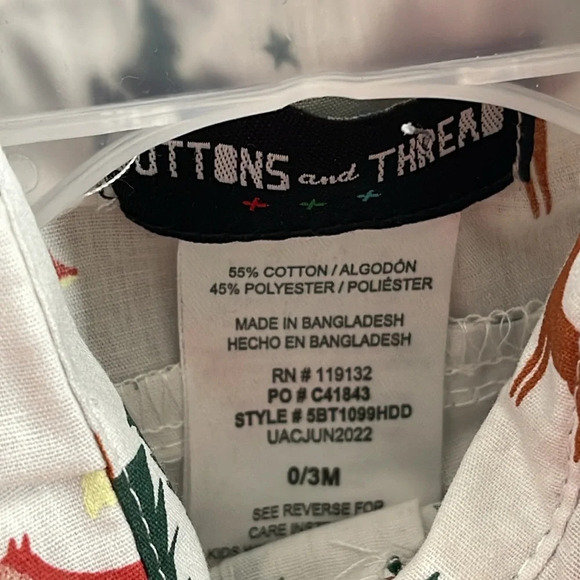 BUTTONS AND THREAD 2 Piece Set Onesie & Bottoms Size 0-3 Months NEW - Picture 5 of 8